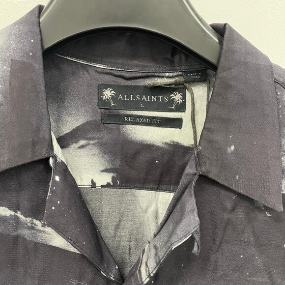 NWT - Allsaints Night Sky SS Shirt in Black, Relaxed Fit, Large - Picture 6 of 14